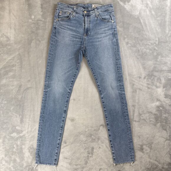 AG Adriano Goldschmied Women's 27R Medium Wash Raw Hem Skinny Jeans - Picture 1 of 9